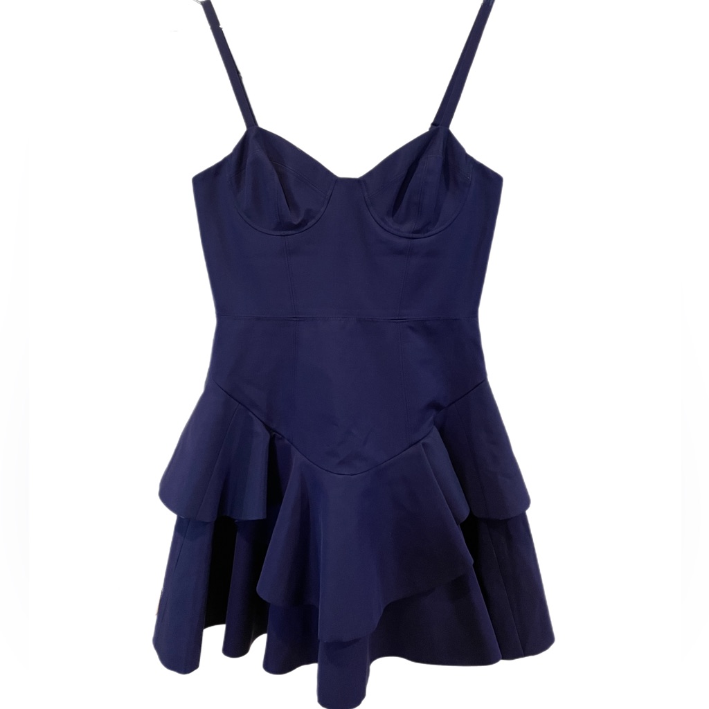 Rebecca Taylor Dark Blue Bustier Drop Waist Layered Dress